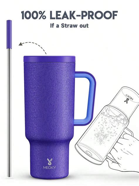 Meoky 40oz Tumbler With Handle And Straw Insulated Cup Vacuum