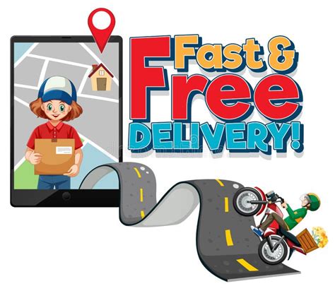 Fast And Free Delivery Logo With Bike Man And Courier Stock Vector