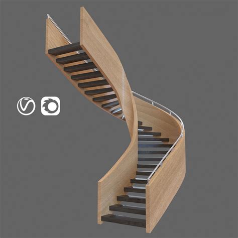 Wooden Spiral StairCase Free 3D Model CGTrader