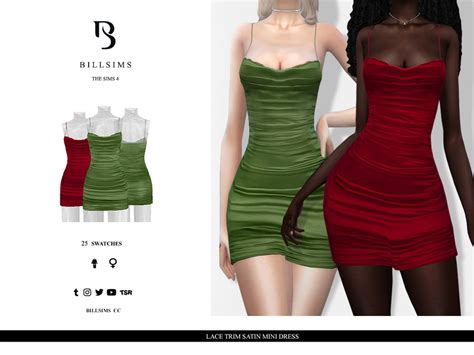 The Sims Resource Lace Trim Satin Mini Dress