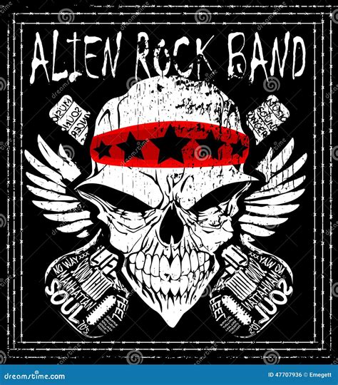 Skull Rock N Roll Band Music Vector Man T Shirt Design Stock Vector