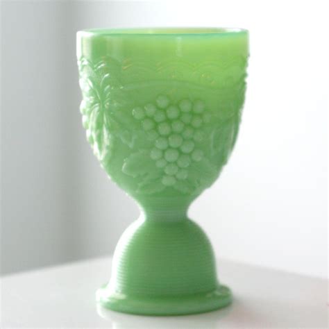 Jaditekate Vintage Egg Cups Green Milk Glass Egg Cups