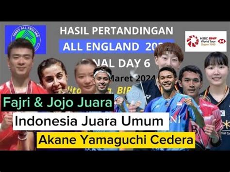 Hasil Lengkap Final All England Fajar Rian Jojo Juara