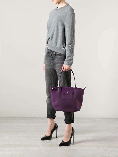 Longchamp Le Pliage Tote In Purple Lyst