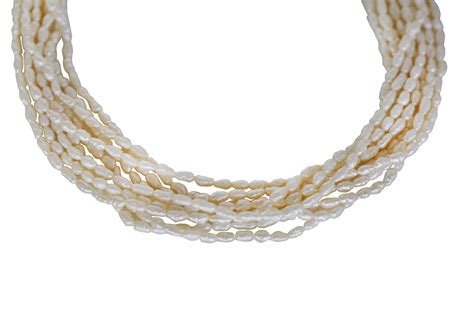 14K Yellow Gold Clasp Multi Strand Freshwater Pearl Necklace For Sale