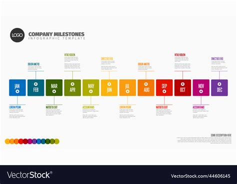 Full year timeline template Royalty Free Vector Image