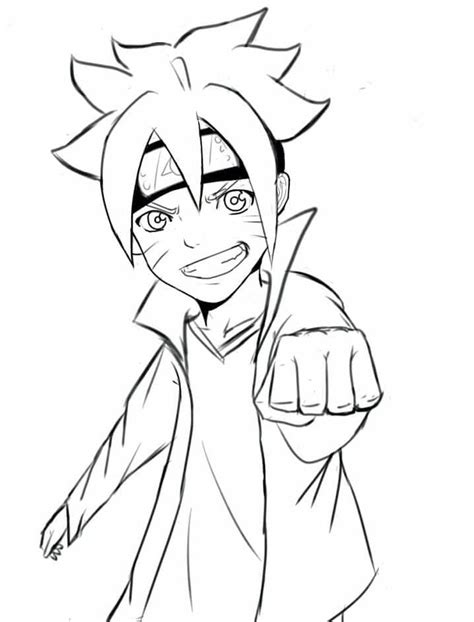 Boruto Feliz Para Colorear Imprimir E Dibujar ColoringOnly