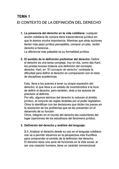 Tema 1 El Contexto De La Definición Del Derecho Tema 1 El Contexto