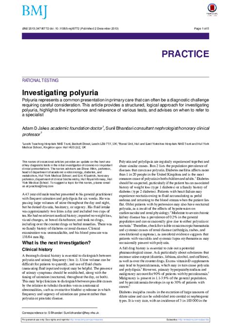 Pdf Investigating Polyuria