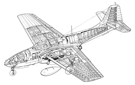 Bell P-59 Airacomet Cutaway Drawing in High quality