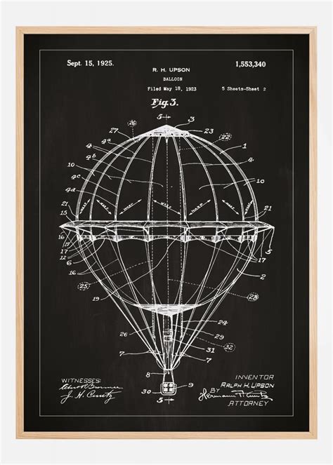 Compra Dibujo De Patente Globo Aerost Tico Negro P Ster Aqu