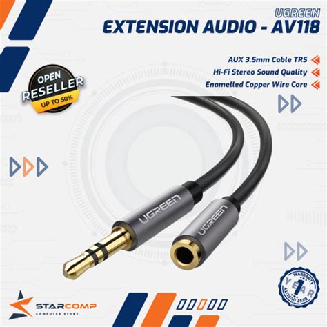 Jual Ugreen Kabel Extension Aux Audio Mm Trs Av M