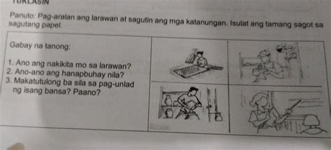 Sagutang Papel Gabay Na Tanong 1 Ano Ang Nakikita Mo Sa Larawan 2