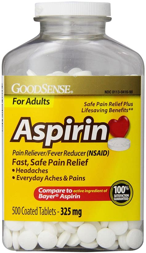 Goodsense Coated Aspirin Pain Reliever Tablets 325 Mg 500 Count