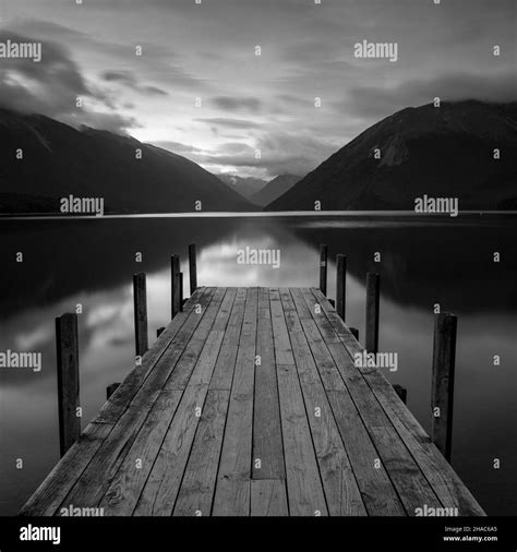 Jetty At Lake Rotoiti Nelson Lakes National Park New Zealand Stock