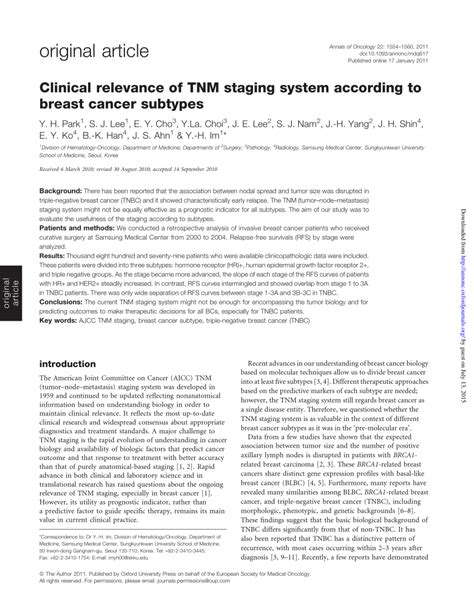 (PDF) Clinical relevance of TNM staging system according to breast ...