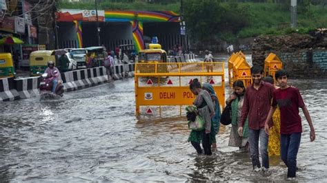 Delhi Rain Swelling Yamuna Waterlogging Disrupt Traffic Check