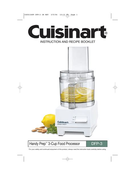 Cuisinart Food Processor Manual