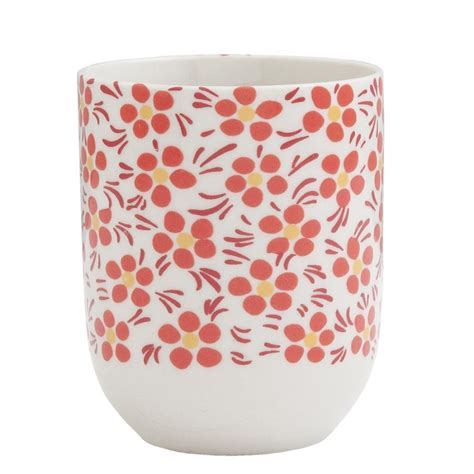 Cemu Mug Ml Red Porcelain Flowers Round Tea Mug