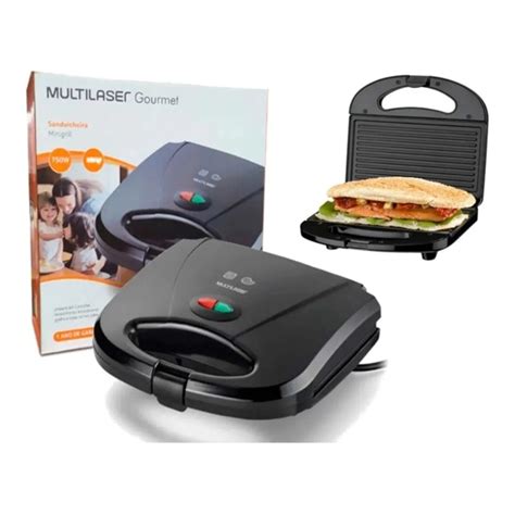 Sanduicheira Multilaser MiniGrill Gourmet 127V 750W Preta CE043