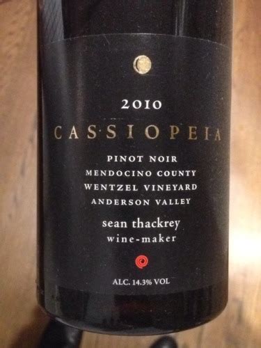 Sean Thackrey Cassiopeia Pinot Noir Wentzel Vineyard Vivino US