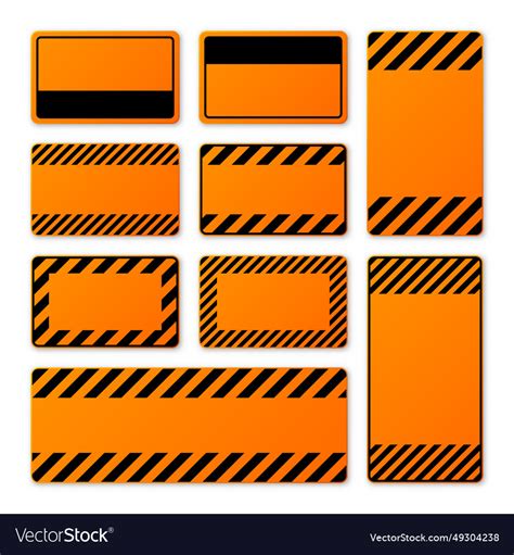 Various blank orange warning signs with diagonal Vector Image