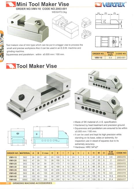 Vertex Grinder Vise 3inch Precision Tool Makers Vise Vmv Type Vmv 30