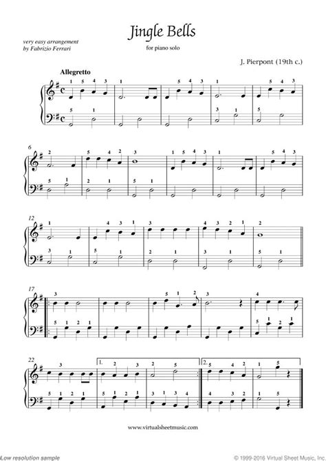 Free Jingle Bells Sheet Music For Piano Solo High Quality Pdf