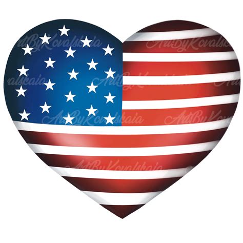 American Flag Heart PNG 4th Of July Patriotic Clipart Etsy