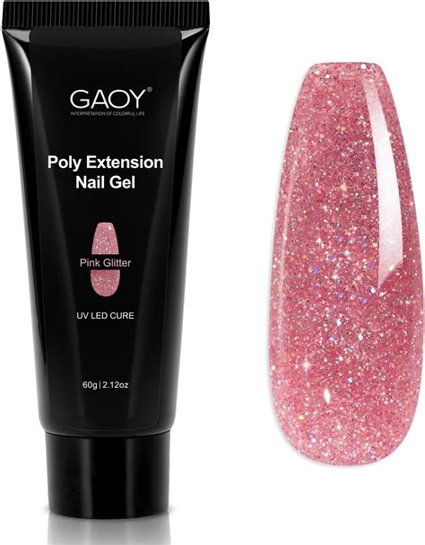 GAOY Poly Gel 60g Nail Extension Gel Pink Glitter Builder Gel Nail