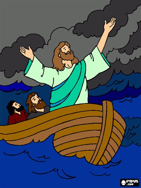 Jesus Calms Sto Coloring Page Printable Jesus Calms Sto Clip Art Library