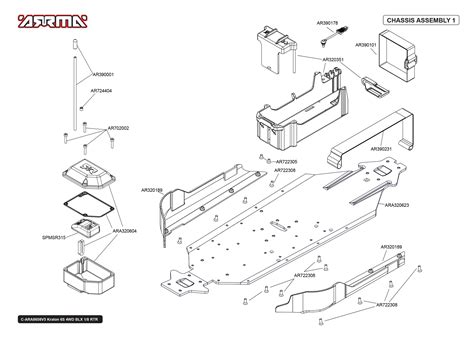 Arrma Kraton 6S BLX 4WD Parts Exploded View (8608V5T1) — Adventure
