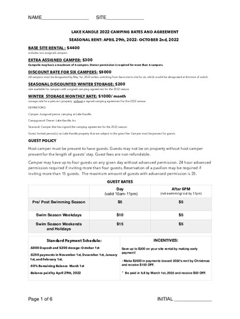 Fillable Online Camping Agreement 2022 Fax Email Print Pdffiller