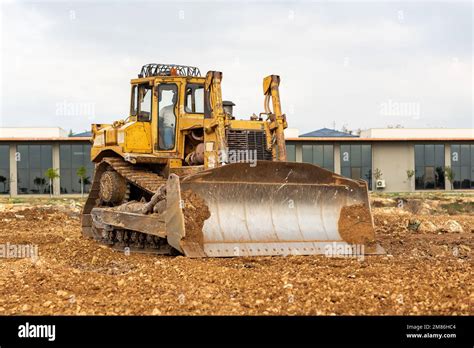 Dozer Working At Construction Site Bulldozer For Land Clearing