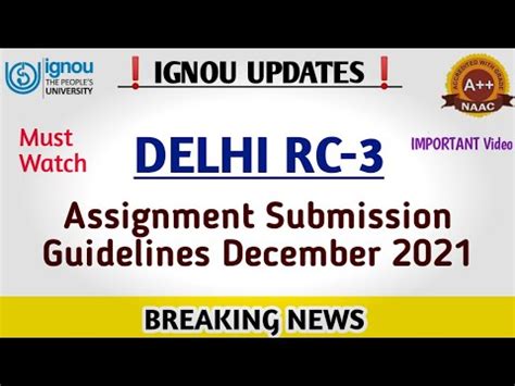 Ignou Delhi Rc Assignment Submission Guidelines December