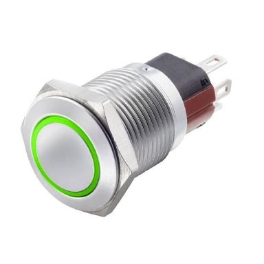 Interruttore A Pulsante Stabile Antivandalo 19mm Luminoso Verde 24v 24