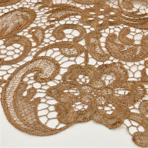 Venice Embroidered Dark Gold Lace Fabric For Wedding Lace