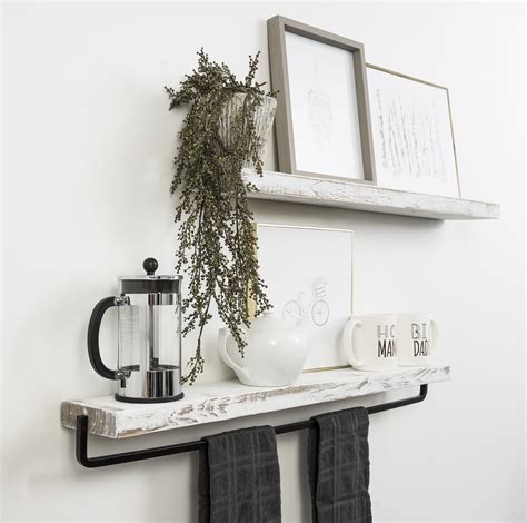 Del Hutson True Floating Shelf With Towel Bar Set Of 2 Walmart