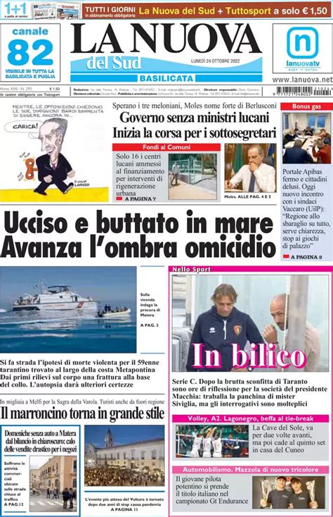 Le Prime Pagine Di Marted Ottobre Wayglo Basilicata