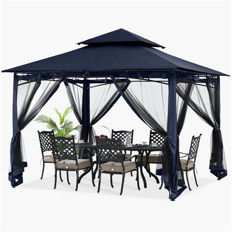 Abccanopy 10x12 Waterproof Patio Gazebo Outdoor Canopy With Mosquito Netting Navy Blue