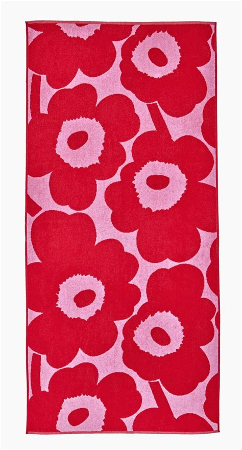 Marimekko Bath Towel Unikko Pink And Red Hare And Thistle