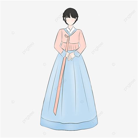 Salem PNG Image Girl Wearing Beautiful Hanbok In Soft Blue And Salem