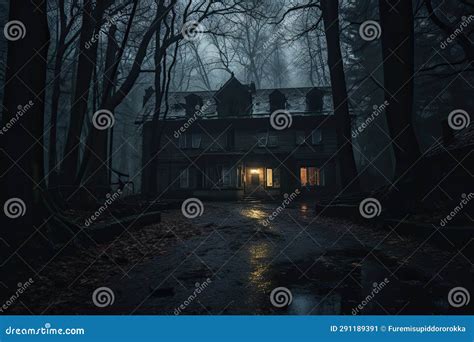 Abandoned Building With A Dark And Mysterious Atmosphere Stock