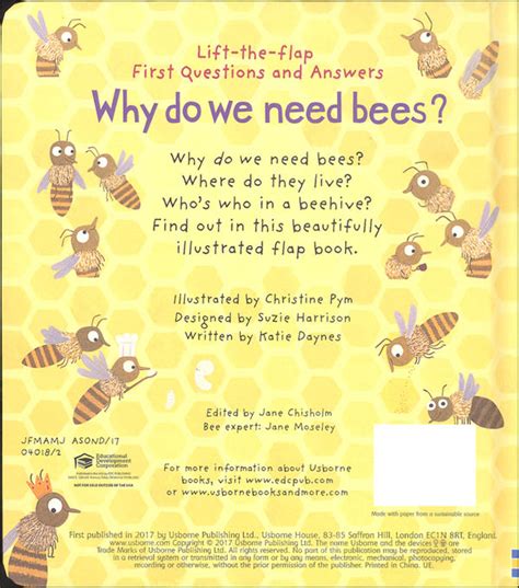 Why Do We Need Bees Usborne Lift The Flap First Questions And Answers