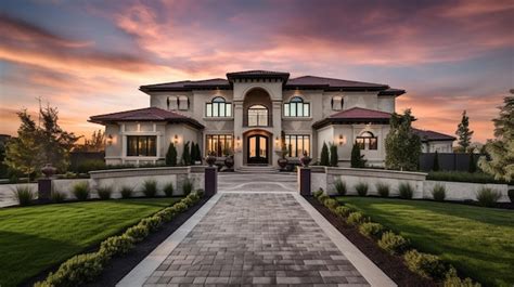 Premium Ai Image A Large Home With A Large Driveway And A Large Brick