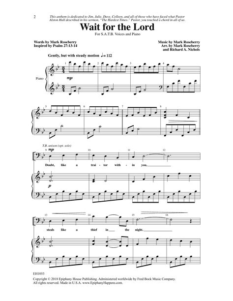 Wait For The Lord By Mark Roseberry Sheet Music For Satb Choir At Sheet Music Direct