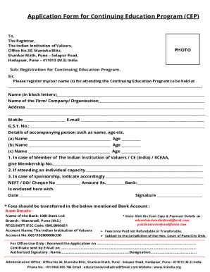 Fillable Online Application Form For Continuing Education Program Cep