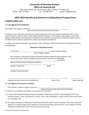 Fillable Online Identity And Statement Of Education Purpose