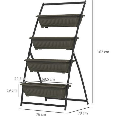 Outsunny Pflanzenständer Blumenständer mit 4 Etagen Pflanzenregal mit