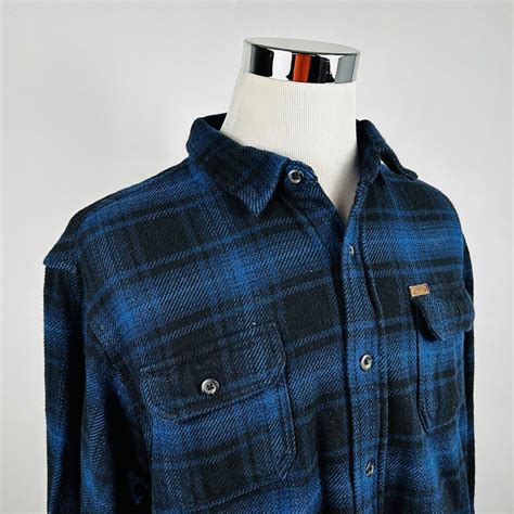 Orvis Orvis XL Super Heavy Cotton Flannel Shirt Blue Black Plaid Grailed